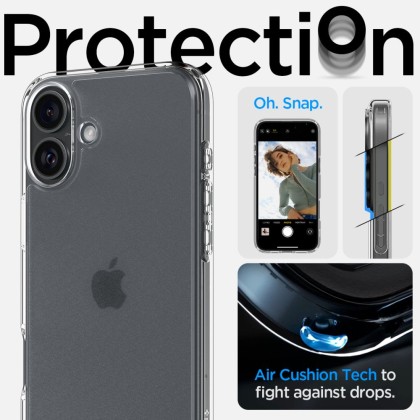 Удароустойчив твърд кейс за iPhone 16 от Spigen Ultra Hybrid - Frost Clear