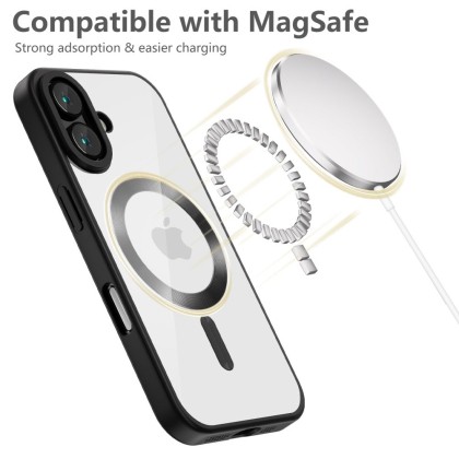 Твърд кейс с MagSafe и протектор за камерата на iPhone 16 от Tech-Protect MagFlex - Satin Black