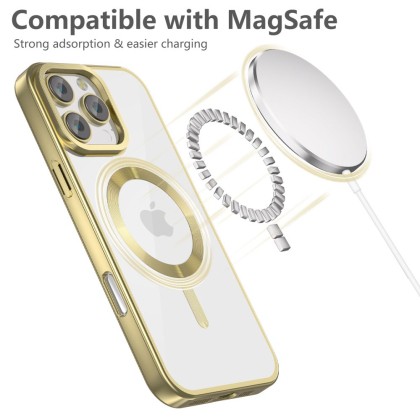 Твърд кейс с MagSafe и протектор за камерата на iPhone 16 Pro от Tech-Protect MagFlex - Satin Gold