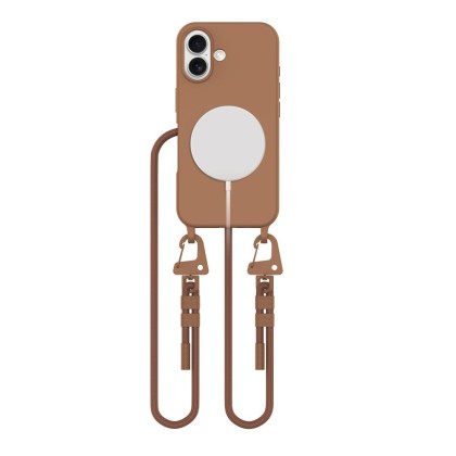 Кейс с ремък и MagSafe за iPhone 16 от Tech-Protect Magnecklace - Chocolate Brown