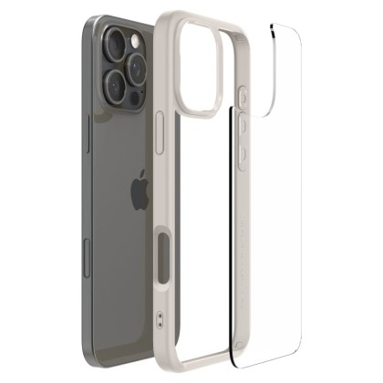 Удароустойчив твърд кейс за iPhone 16 Pro Max от Spigen Ultra Hybrid - Natural Titanium