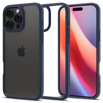 Удароустойчив твърд кейс за iPhone 16 Pro Max от Spigen Ultra Hybrid - Navy Blue