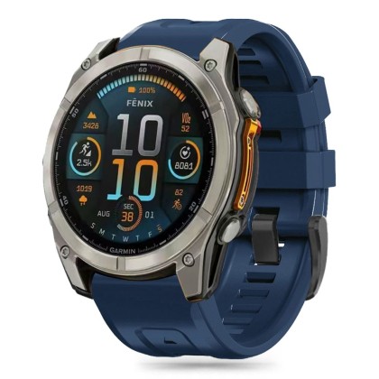 Силиконова каишка за Garmin Fenix 5x / 5x Plus / 6x / 6x Pro / 7x / 8 (51mm) от Tech-Protect Silicone - Navy Blue