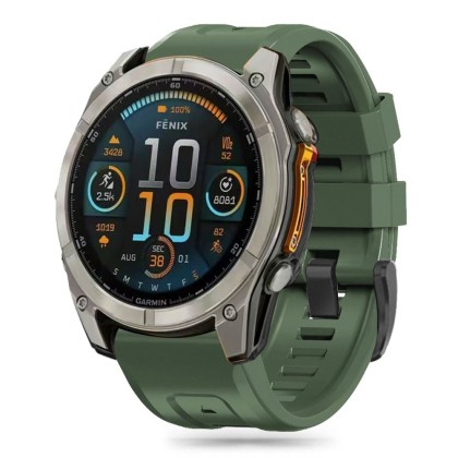 Силиконова каишка за Garmin Fenix 5x / 5x Plus / 6x / 6x Pro / 7x / 8 (51mm) от Tech-Protect Silicone - Army Green