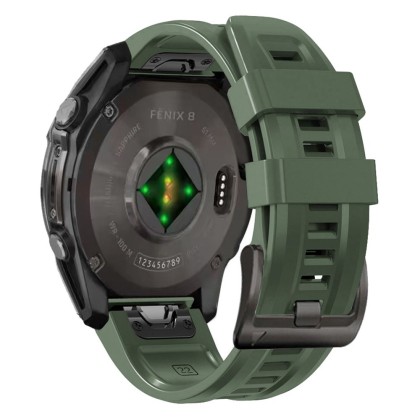 Силиконова каишка за Garmin Fenix 5x / 5x Plus / 6x / 6x Pro / 7x / 8 (51mm) от Tech-Protect Silicone - Army Green