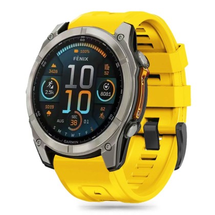 Силиконова каишка за Garmin Fenix 5x / 5x Plus / 6x / 6x Pro / 7x / 8 (51mm) от Tech-Protect Silicone - Жълт