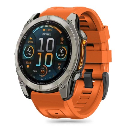 Силиконова каишка за Garmin Fenix 5x / 5x Plus / 6x / 6x Pro / 7x / 8 (51mm) от Tech-Protect Silicone - Оранжев