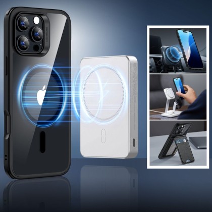 Силиконов кейс с MagSafe за iPhone 16 Pro от ESR Classic Hybrid Halolock - Clear / Black