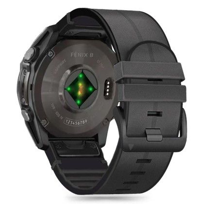 Кожена каишка за Garmin Fenix 5 / 6 / 6 Pro / 7 / 8 (47mm) / Е от Tech-Protect Silicone PU - Черна