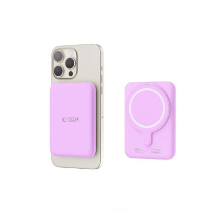 Преносима батерия Power Bank с MagSafe 5 000 mAh от Tech-Protect PB10 LifeMag 15W - Lilac