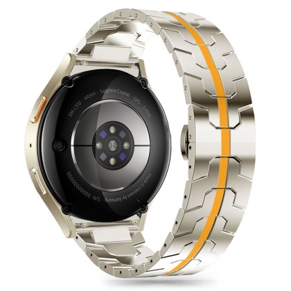 Стоманена верижка за Samsung Galaxy Watch 4/5/5 Pro/ 6/7/FE от Tech-Protect Stainless Line - Titanium/Orange