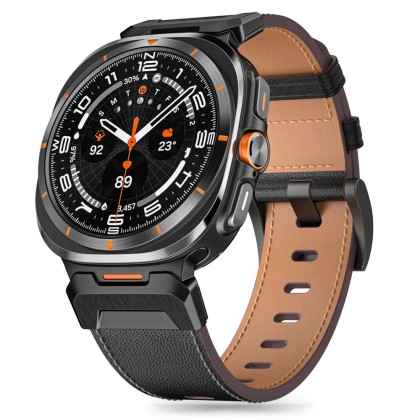 Кожена каишка за Samsung Galaxy Watch Ultra (47mm) от Tech-Protect Delta Pro Leather - Черна