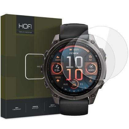 2 броя стъклени протектори FULL GLUE за Garmin Fenix 8 (47mm) от Hofi Glass Pro+ 2-Pack - Прозрачни