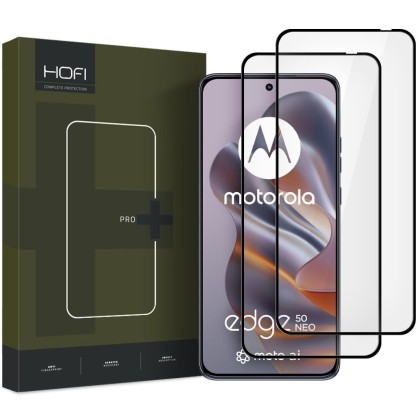 2 х Стъклен протектор FULL GLUE за Motorola Edge 50 Neo от Hofi Glass Pro+ - Черен