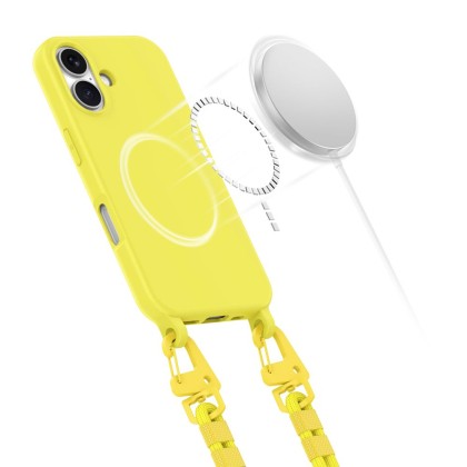 Кейс с ремък и MagSafe за iPhone 16 от Tech-Protect Magnecklace - Canary Yellow