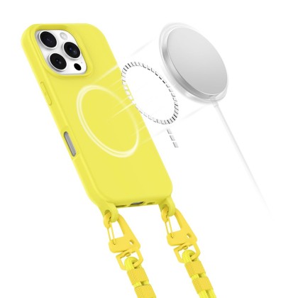 Кейс с ремък и MagSafe за iPhone 16 Pro Max от Tech-Protect Magnecklace - Canary Yellow