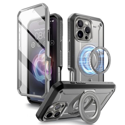 360 градусов калъф с MagSafe и стойка за iPhone 16 Pro от Supcase UB Pro Mag - Сив