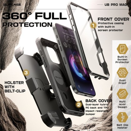 SUPCASE UB PRO MAG MAGSAFE IPHONE 16 PRO MAX BLACK