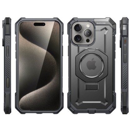 Удароустойчив кейс с MagSafe и стойка за iPhone 16 Pro Max от Supcase UB Grip Mag - Сив