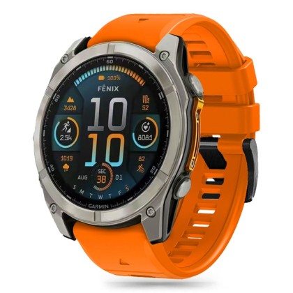 Силиконова каишка за часовник Garmin Fenix 5x / 5x Plus / 6x / 6x Pro / 7x / 8 (51mm) от Tech-Protect Silicone Line - Оранжев