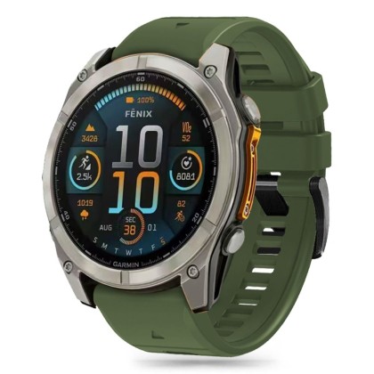 Силиконова каишка за часовник Garmin Fenix 5x / 5x Plus / 6x / 6x Pro / 7x / 8 (51mm) от Tech-Protect Silicone Line - Military Green