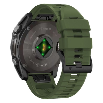 Силиконова каишка за часовник Garmin Fenix 5x / 5x Plus / 6x / 6x Pro / 7x / 8 (51mm) от Tech-Protect Silicone Line - Military Green