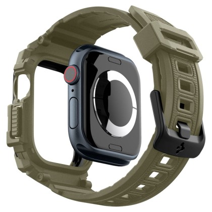 Удароустойчив кейс с каишка за Apple Watch 10 (46mm) от Spigen Rugged Armor Pro - Vintage Khaki