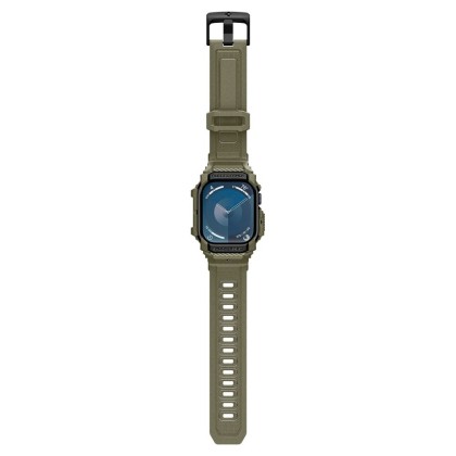 Удароустойчив кейс с каишка за Apple Watch 10 (46mm) от Spigen Rugged Armor Pro - Vintage Khaki