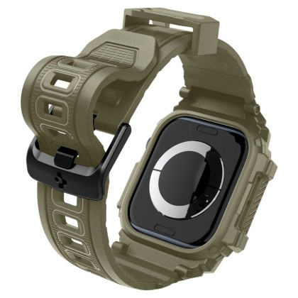 Удароустойчив кейс с каишка за Apple Watch 10 (46mm) от Spigen Rugged Armor Pro - Vintage Khaki