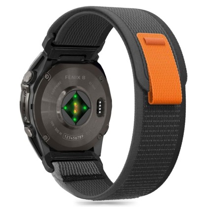 Текстилна каишка за Garmin Fenix 5 / 6 / 6 Pro / 7 / 8 (47mm) / E от Tech-Protect Nylon - Черен / Оранжев