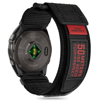 Текстилна каишка за Garmin Fenix 5x / 5x Plus / 6x / 6x Pro / 7x / 8 (51mm) от Tech-Protect Scout Pro - Черна