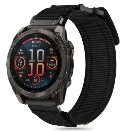 Текстилна каишка за Garmin Fenix 5x / 5x Plus / 6x / 6x Pro / 7x / 8 (51mm) от Tech-Protect Scout Pro - Черна