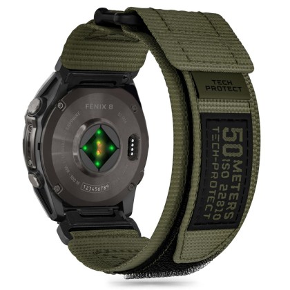 Текстилна каишка за Garmin Fenix 5x / 5x Plus / 6x / 6x Pro / 7x / 8 (51mm) от Tech-Protect Scout Pro - Military Green