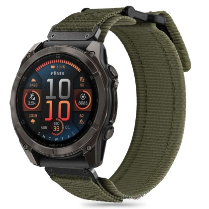 Текстилна каишка за Garmin Fenix 5x / 5x Plus / 6x / 6x Pro / 7x / 8 (51mm) от Tech-Protect Scout Pro - Military Green