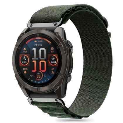 Текстилна каишка за Garmin Fenix 5 / 6 / 6 Pro / 7 / 8 (47mm) / E от Tech-Protect Nylon Pro - Olive Green