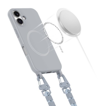 Кейс с ремък и MagSafe за iPhone 16 от Tech-Protect Magnecklace - Crayon Grey