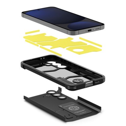 Удароустойчив, твърд кейс за Samsung Galaxy S24 FE от Spigen Tough Armor - Черен