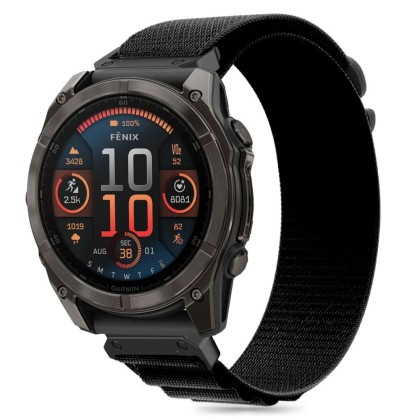 Текстилна каишка за Garmin Fenix 5 / 6 / 6 Pro / 7 / 8 (47mm) / E от Tech-Protect Nylon Pro - Черен