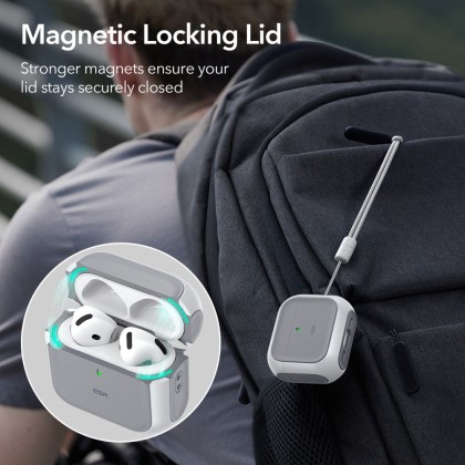 360 градусов калъф за слушалки с MagSafe за Apple AirPods 4 от ESR Orbit Halolock - Бял