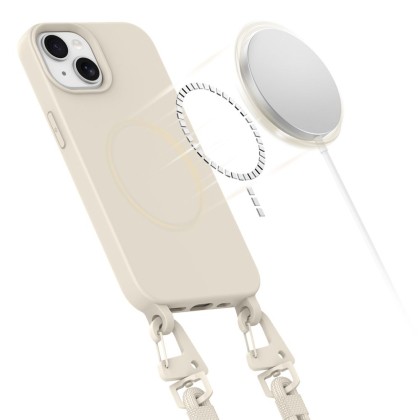 Кейс с ремък и MagSafe за iPhone 13 от Tech-Protect Magnecklace - Cosmic Latte