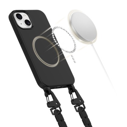 Кейс с ремък и MagSafe за iPhone 14 от Tech-Protect Magnecklace - Черен