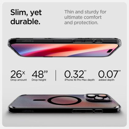 Удароустойчив, твърд кейс с MagSafe за iPhone 16 Pro от Spigen Ultra Hybrid T - Frost Black