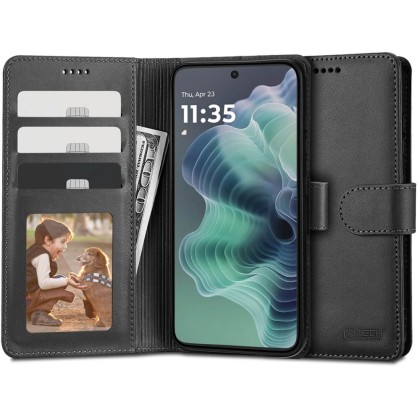 Кожен тефтер за Motorola Moto G35 5G от Tech-Protect Wallet - Черен