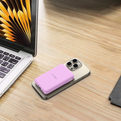 Външна батерия с MagSafe и кабели USB-C и Lightning от Tech-Protect PB31 LifeMag 10 000 mAh - Lavender