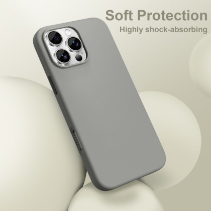 Твърд силиконов кейс с MagSafe за iPhone 16 Pro Max от Tech-Protect Silicone - Сив мат