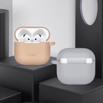 Силиконов калъф за слушалки Apple AirPods 4 от Tech-Protect Silicone Hook - Черен