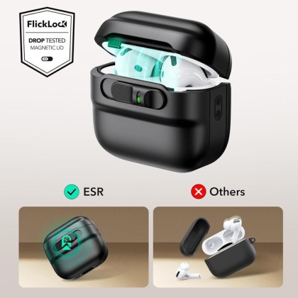 Удароустойчив калъф с MagSafe за Apple AirPods 4 от ESR Pulse Halolock - Черен