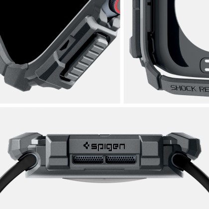 Удароустойчив кейс за Apple Watch 10 (46mm) от Spigen Rugged Armor - Dark Grey