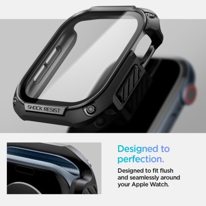 Удароустойчив кейс с протектор за Apple Watch 10 (46mm) от Spigen Tough Armor - Черен