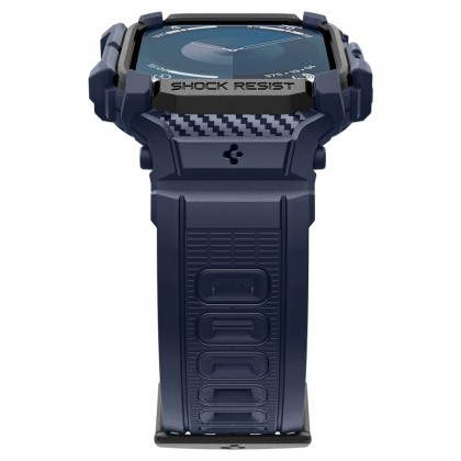 Удароустойчив кейс с каишка за Apple Watch 10 (46mm) от Spigen Rugged Armor Pro - Navy Blue